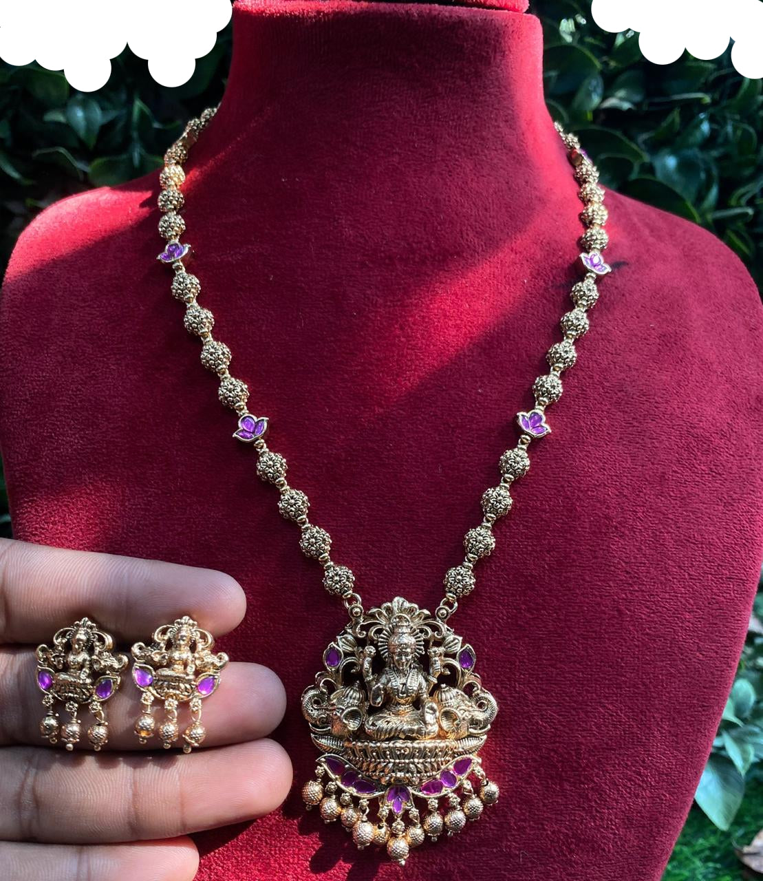 Long pure brass necklace set