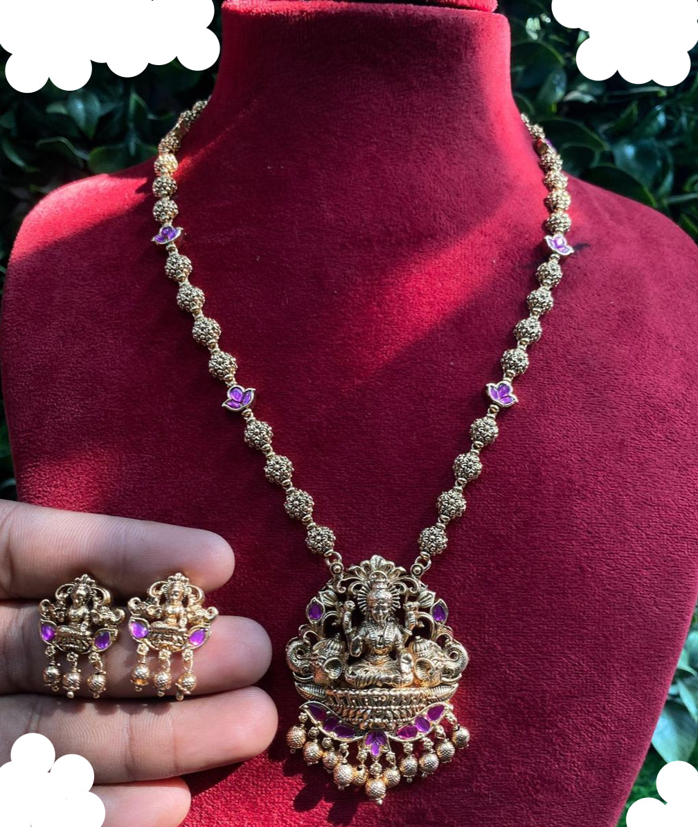 Long pure brass necklace set